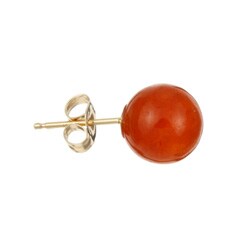 14k Yellow Gold Red Jade Stud Earrings