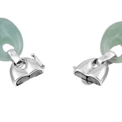 Sterling Silver Dyed Green Jade Bracelet