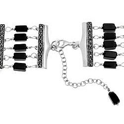 Ken Craft Sterling Silver Black Onyx and Marcasite Bracelet