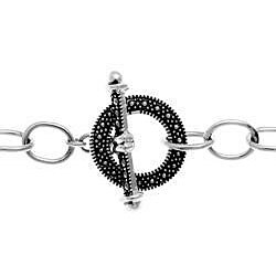 Ken Craft Sterling Silver Pearl and Marcasite Charm Necklace (5-13 mm)