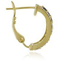 Glitzy Rocks 18k Gold/ Sterling Silver Sapphire/ Diamond Half Hoop Earrings