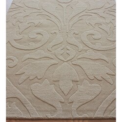 Handmade Alexa Neutrals and Textures Damask Sand Wool Rug (8' x 10')