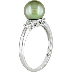 10k Gold FW Pistachio Pearl and 1/10ct TDW Diamond Ring (8-8.5mm)