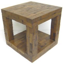 Reclaimed Teak Cube Accent Table (Thailand)