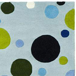 Handmade Bubblegum Light Blue/ Multi N. Z. Wool Rug (6' x 9')