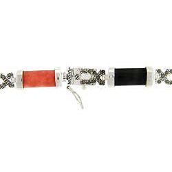 Sterling Silver Jade and Marcasite Bracelet