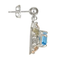 Silver and Black Hills Gold Blue Topaz Earrings