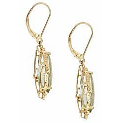 Dyach 14K Yellow Gold Green Amethyst and Diamond Accent Earrings