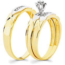 10k Gold 1/6ct TDW His and Her Wedding Ring Set (H-I, I1)