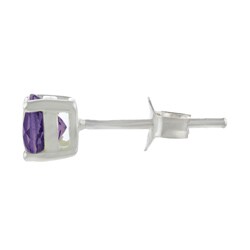 Sterling Silver Amethyst Round Stud Earrings
