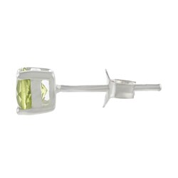 Sterling Silver Peridot Round Stud Earrings
