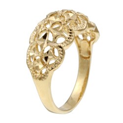 Caribe Gold  14k over Sterling  Silver Diamond-cut Dome Ring