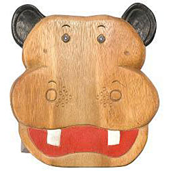 Handmade Kids' 'Friendly Hippo' Sitting Stool (Thailand)