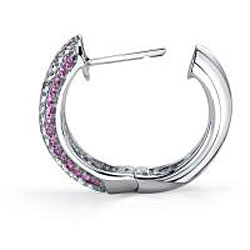 18k Gold 7/8ct TDW Diamond/ Pink Sapphire Earrings (H, SI1)