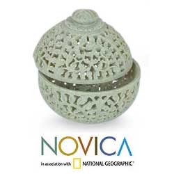 Soapstone 'Jasmine Rose' Jar (India)