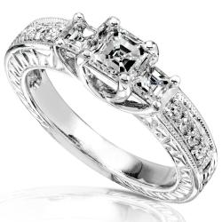 14k Gold 1ct TDW Asscher-cut 3-stone Diamond Ring (H-I, SI-I1-I2)