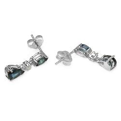 10k White Gold Genuine Blue Sapphire Earrings