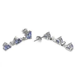 10k White Gold Tanzanite and Diamond Drop Earrings