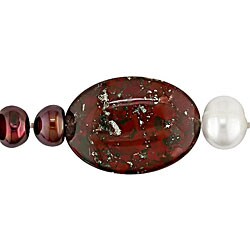 New York Pearls Black and Red Jasper, Agate, Smokey Quartz and Pearl Necklace