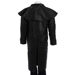 Dealer Leather Men's Black Leather Duster Coat