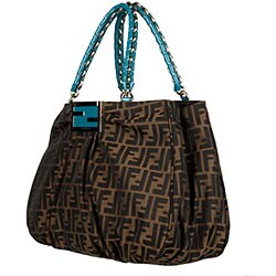 Fendi 'Zucca and Vernice Mia' Tobacco/ Turquoise Tote