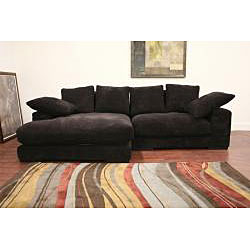 Dark Brown Ribbed Microfiber Sectional