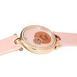 Burgi Women's Diamond-accented Pink Strap Watch