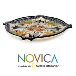 Ceramic 'Blue Swallows' Serving Plate (Mexico)