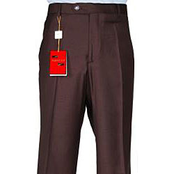 Mantoni Men's Brown Wool Flat-front Dress Pants