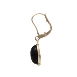 14k Yellow Gold Natural Black Jade Earrings