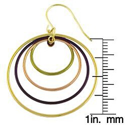 14k Multicolor Gold Circle Drop Earrings
