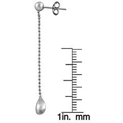 14k White Gold Diamond-cut Ball Teardrop Dangle Earrings