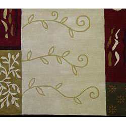 Hand-tufted Elegant Maroon New Zealand Wool Rug (4' x 6')