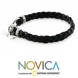 Braided Leather 'Time' Men's Bracelet (Indonesia)