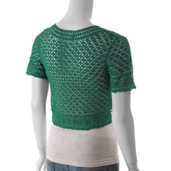 Sangria Women's Open Crochet Short-sleeve Sweater