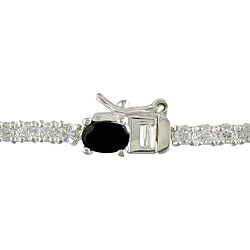 Sterling Silver Black Sapphire and White Topaz Bracelet