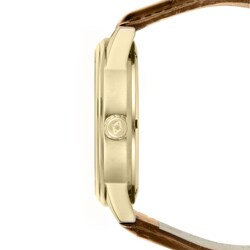 Akribos XXIV Men's Saturnos Goldtone Skeleton Dial Automatic Strap Watch