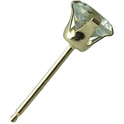 10k Yellow Gold Aquamarine Round Stud Earrings