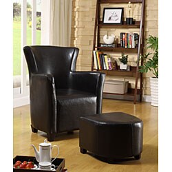 Single-seat Bicast Leather Chair and Ottoman Set