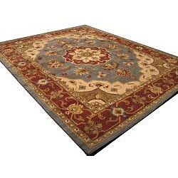 Hand- tufted Maya Blue Wool Rug (7'9 x 9'9)