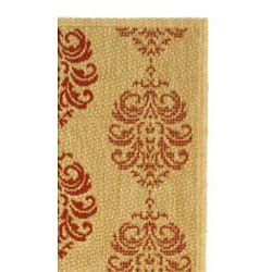 Indoor/ Outdoor St. Martin Natural/ Red Runner (2'4 x 9'11)
