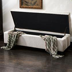 Brighton White Linen Storage Ottoman