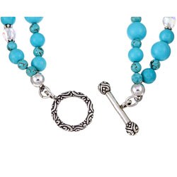 Charming Life Sterling Silver Double-strand Turquoise Bracelet