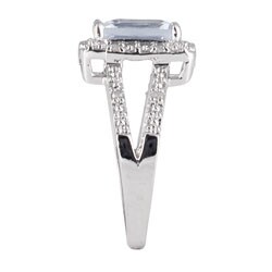 Sterling Silver BlueTopaz and 1/10ct TDW Diamond Ring (J-K, I2-I3)