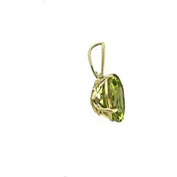 10k Yellow Gold Basket-set Round Peridot Necklace