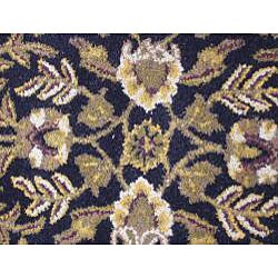 Indo Hand-tufted Kashan Black Wool Runner (2'3 x 7')