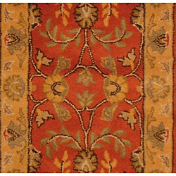 Indo Hand-tufted Kashan Rust Wool Runner (2'3 x 7')