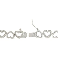 Sterling Silver 1/2ct TDW Diamond Open Heart Link Bracelet (J-K, I3)