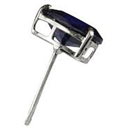 10k White Gold Basket-set Pear-cut Lab-created Sapphire Stud Earrings