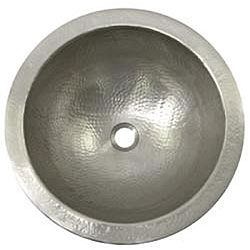 Large Round Copper Flat Lip Pewter Finish Bathroom Sink